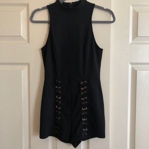 Charlotte Russe Black High-neck Romper Size S